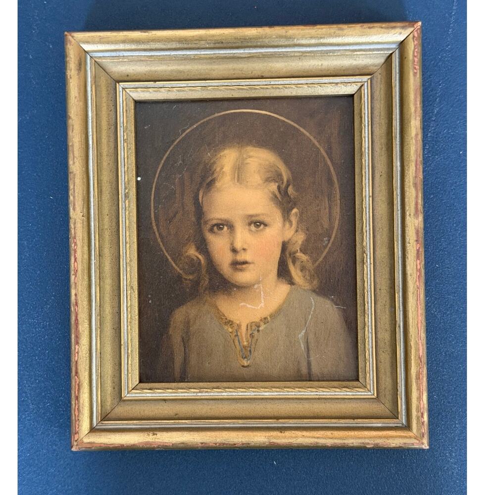 C. Bosseron Chambers Mary Child Most Holy Vintage Framed Religious Print